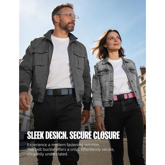 LXMY Gürtel Herren,Herren Gürtel Ohne Löcher,Stufenlos Verstellbar Canvas Stoff Gürtel Herren,Der Outdoor Business Arbeitsgürtel Passt überall Hin(Grau)