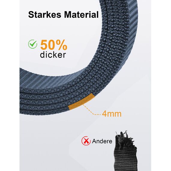 JUKMO Automatik Gürtel Herren, Nylon 3,8cm Ratsche Gürtel (Blau, S-für Taille 75cm-90cm (Länge 115cm))