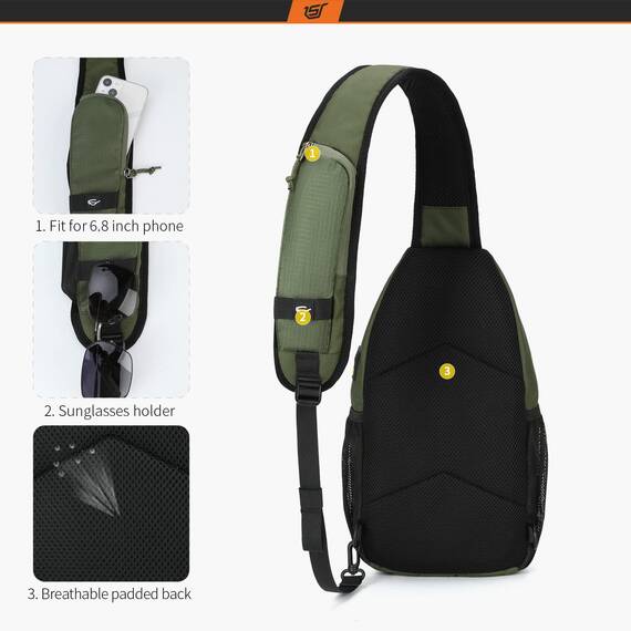 SKYSPER Brusttasche Herren Sling Bag Klein Crossbody Bags Männer Damen Leicht Schultertasche Umhängetasche Wandern Outdoor Reisen