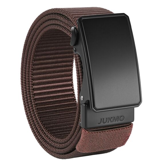 JUKMO Automatik Gürtel Herren, Nylon 3,8cm Ratsche Gürtel (Kaffee, M-für Taille 91cm-105cm (Länge 125cm))