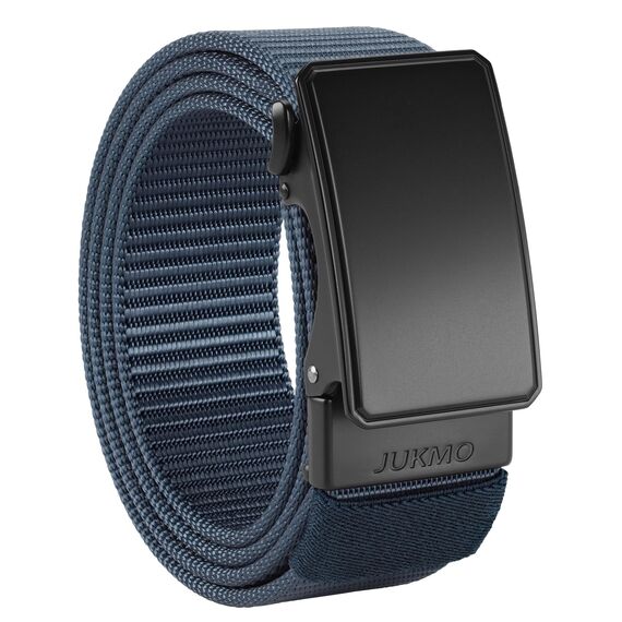 JUKMO Automatik Gürtel Herren, Nylon 3,8cm Ratsche Gürtel (Blau, M-für Taille 91cm-105cm (Länge 125cm))