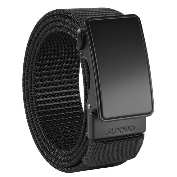 JUKMO Automatik Gürtel Herren, Nylon 3,8cm Ratsche Gürtel (Schwarz, M-für Taille 91cm-105cm (Länge 125cm))