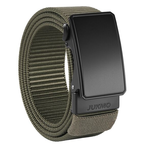 JUKMO Automatik Gürtel Herren, Nylon 3,8cm Ratsche Gürtel (Grün, S-für Taille 75cm-90cm (Länge 115cm))