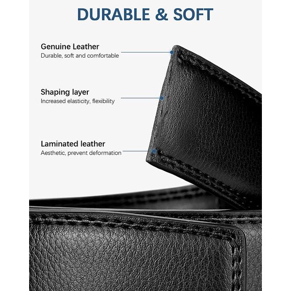 BOSTANTEN Gürtel Herren, Ledergürtel für Herren mit Ratsche Automatikschließe Business Anzug Gürtel Breit 35mm,Größe Angepasst