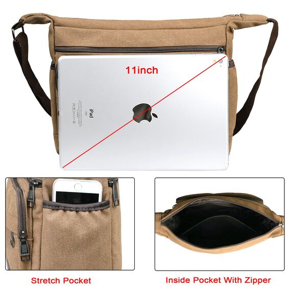 JAKAGO Umhängetasche Herren, Multi-Tasche Schultertaschen,Arbeitstaschen Herren & Damen,für Outdoor,Reisen,Arbeiten,täglicher Gebrauch (Braun)
