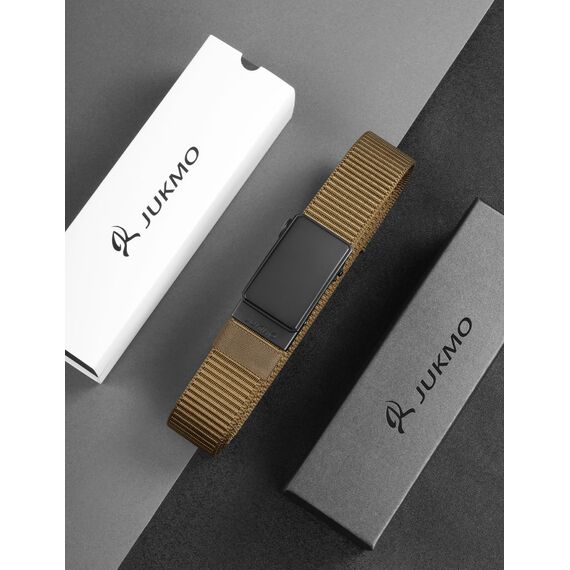 JUKMO Automatik Gürtel Herren, Nylon 3,8cm Ratsche Gürtel (Kojote, L-für Taille 106cm-115cm (Länge 135cm))