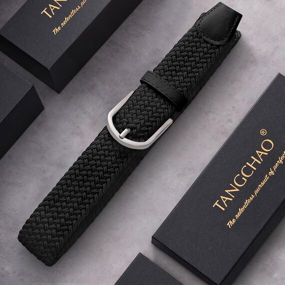 TANGCHAO Stoffgürtel Stretchgürtel Elastik Flechtgürtel Geflochtener und Elastischer Dehnbarer Gürtel für Damen und Herren Breite 3.3cm HEI-110cm