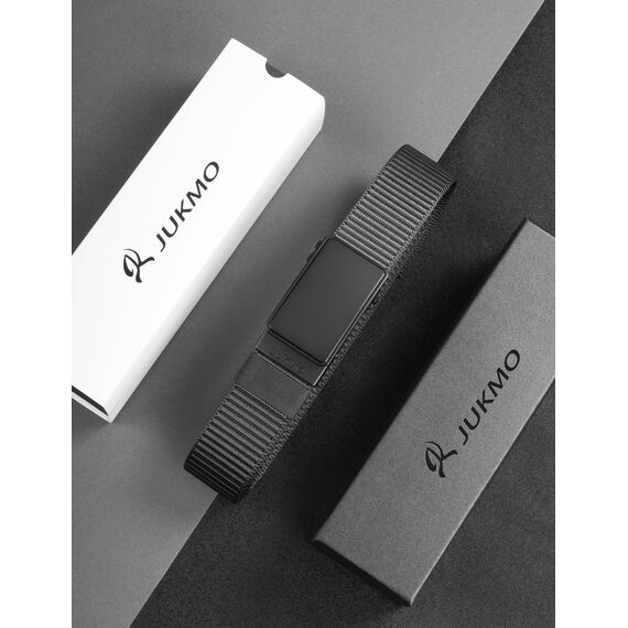 JUKMO Automatik Gürtel Herren, Nylon 3,8cm Ratsche Gürtel (Grau, L-für Taille 106cm-115cm (Länge 135cm))