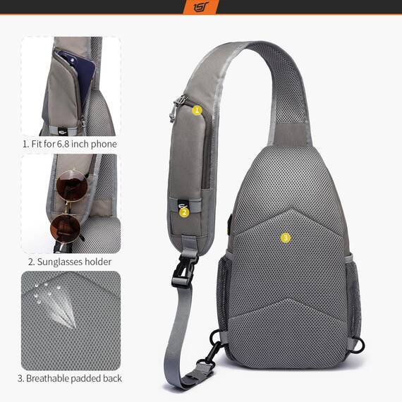 SKYSPER Brusttasche Herren Sling Bag Klein Crossbody Bags Männer Damen Leicht Schultertasche Umhängetasche Wandern Outdoor Reisen