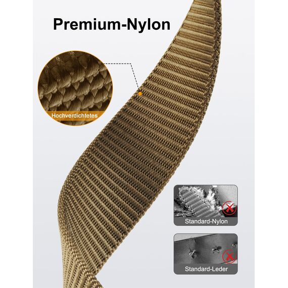 JUKMO Automatik Gürtel Herren, Nylon 3,8cm Ratsche Gürtel (Kojote, S-für Taille 75cm-90cm (Länge 115cm))