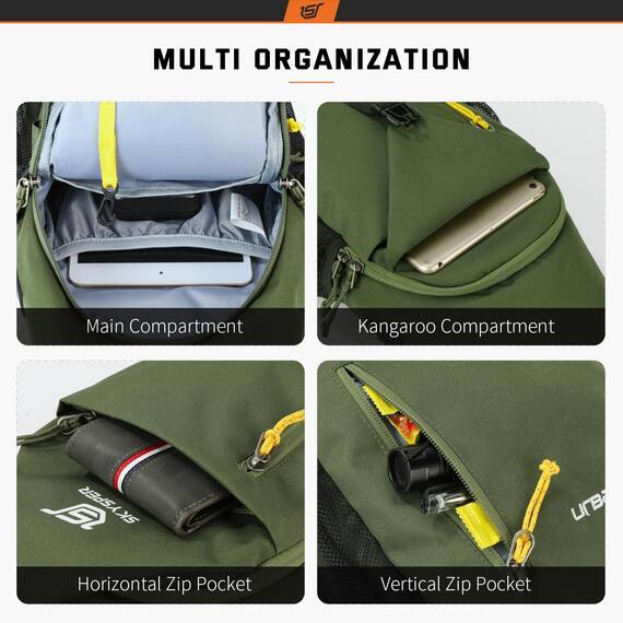 SKYSPER Schultertasche Brusttasche Leichte Sling Bag Klein Wasserfest Crossbody Umhängetasche zum Wandern Outdoor Sports Reise