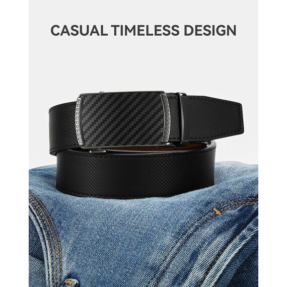 CHAOREN Gürtel Herren, Automatik Ledergürtel Herren Ratsche für Business Anzug, 35mm Gürtel ohne Löcher, Größe Angepasst