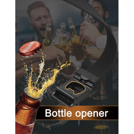 JUKMO Taktischer Stretchgürtel für Männer, Militär Arbeit Rigger Wandern,3,8cm elastische Nylon Web Ratsche Schnellspanner Gürtel in Geschenkbox (Schwarz, Medium)