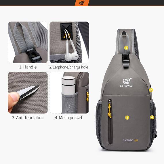 SKYSPER Brusttasche Herren Sling Bag Klein Crossbody Bags Männer Damen Leicht Schultertasche Umhängetasche Wandern Outdoor Reisen
