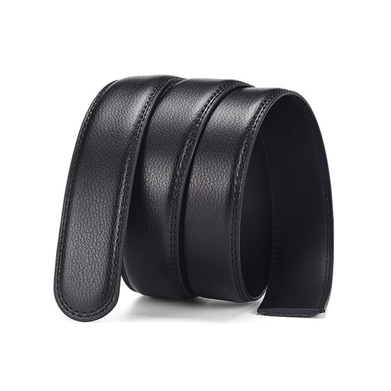 EKdirect 2 Stück Herren Ersatzgürtel ohne Schnalle Leder Automatik Gürtel (Schwarz Schwarz, 130cm)