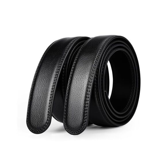 EKdirect 2 Stück Herren Ersatzgürtel ohne Schnalle Leder Automatik Gürtel (Schwarz Schwarz, 130cm)