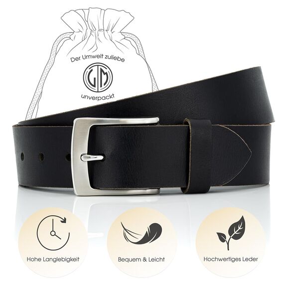 LINDENMANN Leder-Gürtel Herren 40 mm breit, Gürtel Herren Vollrindleder schwarz