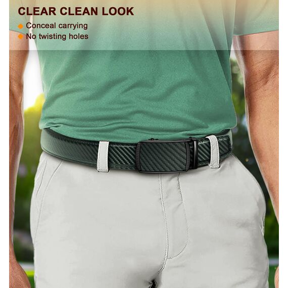 BULLIANT Gürtel Herren, Gürtel Ratsche Ledergürtel Automatikschließe für Herren Anzug Business Kleidung,Breit 35mm,Größe Angepasst(Dunkelgrün-115cm/32-38" taille verstellbar)