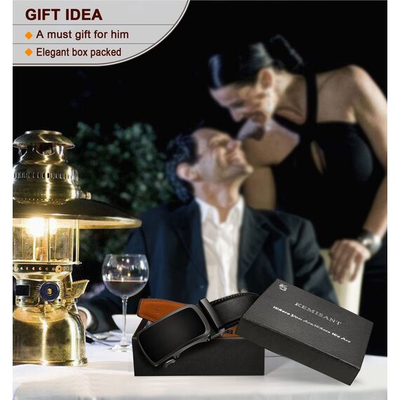 BULLIANT Gürtel Herren, Gürtel Ratsche Ledergürtel Automatikschließe für Herren Anzug Business Kleidung,Breit 35mm,Größe Angepasst(Schwarz-110cm/30-36" taille verstellbar)