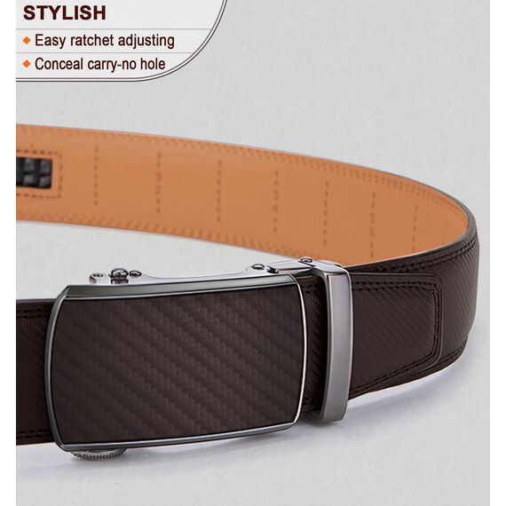 BULLIANT Gürtel Herren, Gürtel Ratsche Ledergürtel Automatikschließe für Herren Anzug Business Kleidung,Breit 35mm,Größe Angepasst(Dunkelbraun-110cm/30-36" taille verstellbar)