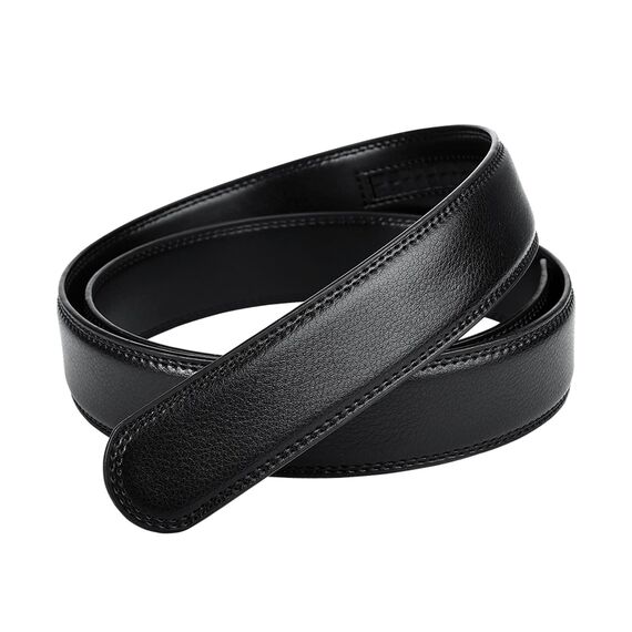 EKdirect 2 Stück Herren Ersatzgürtel ohne Schnalle Leder Automatik Gürtel (Schwarz Schwarz, 130cm)