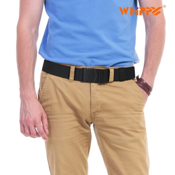 WHIPPY Elastischer Gürtel Herren Verstellbarer Outdoor Stretchgürtel Unisex Arbeitsgürtel für Damen Herren Stoffgürtel mit Kunststoffschnalle,110cm Schwarz