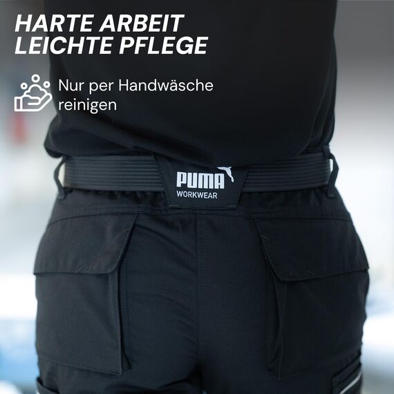 PUMA Workwear Gürtel Herren Schwarz – Stufenlos Verstellbar - Ohne Löcher - Mit Koppelschließe - Robust & Strapazierfähig - Länge: 135cm, beliebig kürzbar - Herren Gürtel für Arbeit & Freizeit