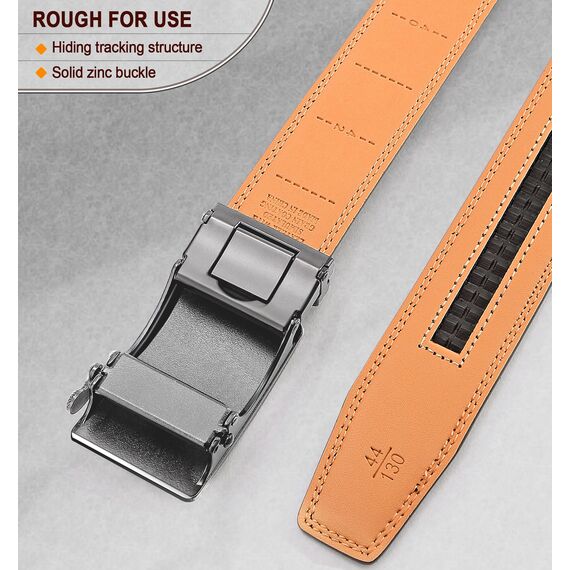 BULLIANT Gürtel Herren, Gürtel Ratsche Ledergürtel Automatikschließe für Herren Anzug Business Kleidung,Breit 35mm,Größe Angepasst(Schwarz-110cm/30-36" taille verstellbar)