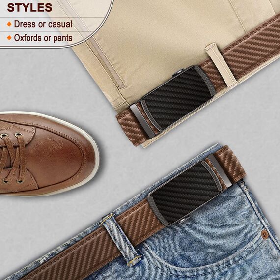 BULLIANT Gürtel Herren, Gürtel Ratsche Ledergürtel Automatikschließe für Herren Anzug Business Kleidung,Breit 35mm,Größe Angepasst(Tawny-115cm/32-38" taille verstellbar)