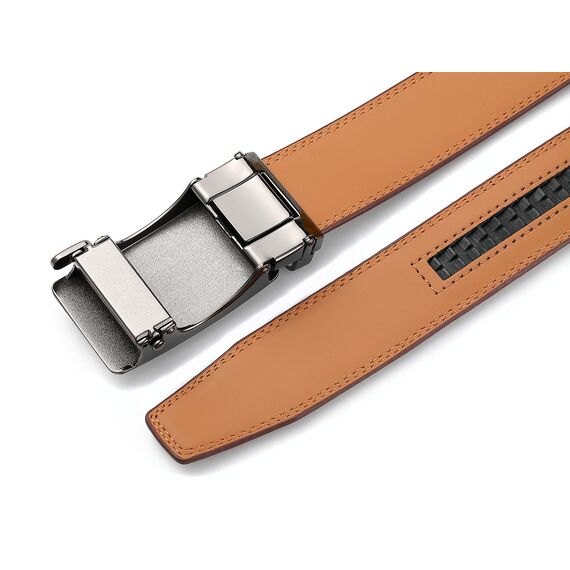 guvoosm Gürtel Herren,Leder Automatik Gürtel Für Herren Business Anzug -3,5cm Breite-10-125-Brown 6033