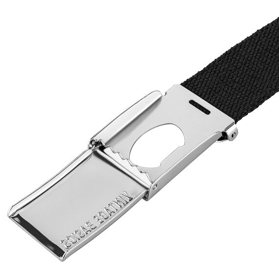VINTAGE BASICS Unisex Stoffgürtel 130cm lang - 3,8cm breit - Herren und Damen Gürtel - Stufenlos verstellbarer Canvas Belt - Metallschnalle Schwarz