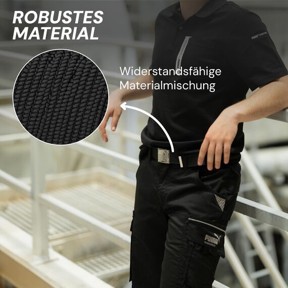 PUMA Workwear Gürtel Herren Schwarz – Stufenlos Verstellbar - Ohne Löcher - Mit Koppelschließe - Robust & Strapazierfähig - Länge: 135cm, beliebig kürzbar - Herren Gürtel für Arbeit & Freizeit