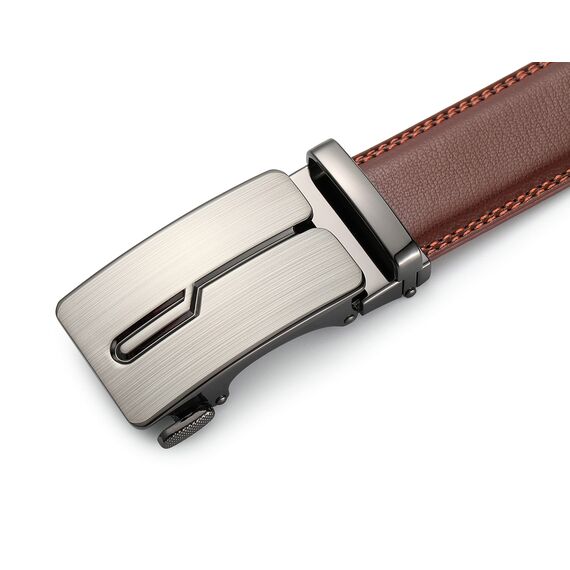 guvoosm Gürtel Herren,Leder Automatik Gürtel Für Herren Business Anzug -3,5cm Breite-10-125-Brown 6033