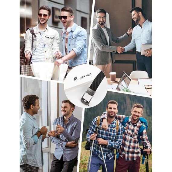 JUKMO Ratsche Gürtel Herren, Nylon Web Automatik Taktischer Arbeit Gürtel (Schwarz, Für Taille 60cm-105cm (Länge 120cm))