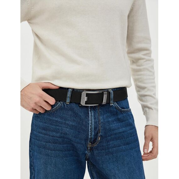 JUKMO Ratsche Gürtel Herren, Nylon Web Automatik Taktischer Arbeit Gürtel (Schwarz, Für Taille 60cm-105cm (Länge 120cm))