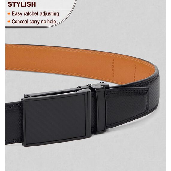 BULLIANT Gürtel Herren, Gürtel Ratsche Ledergürtel Automatikschließe für Herren Anzug Business Kleidung,Breit 35mm,Größe Angepasst(Schwarz,125cm/36-42" taille verstellbar)