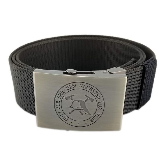GravurManufakturBerlin Hosengürtel Feuerwehr Gott zur Ehr Dem Nächsten zur Wehr - 4 cm breit schwarz - Einheitslänge - kürzbar
