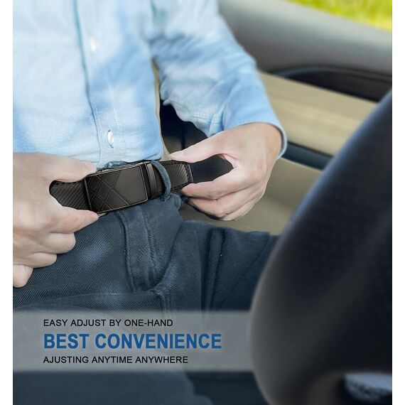 BULLIANT Gürtel Herren, Gürtel Ratsche Ledergürtel Automatikschließe für Herren Anzug Business Kleidung,Breit 35mm,Größe Angepasst(Schwarz-130cm/38-44" taille verstellbar)