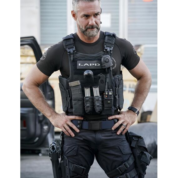 JUKMO Taktischer Stretchgürtel für Männer, Militär Arbeit Rigger Wandern,3,8cm elastische Nylon Web Ratsche Schnellspanner Gürtel in Geschenkbox (Blau, Medium)