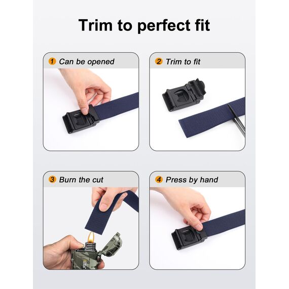 JUKMO Taktischer Stretchgürtel für Männer, Militär Arbeit Rigger Wandern,3,8cm elastische Nylon Web Ratsche Schnellspanner Gürtel in Geschenkbox (Blau, Medium)