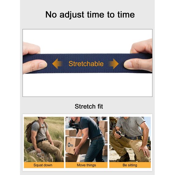 JUKMO Taktischer Stretchgürtel für Männer, Militär Arbeit Rigger Wandern,3,8cm elastische Nylon Web Ratsche Schnellspanner Gürtel in Geschenkbox (Blau, Klein)