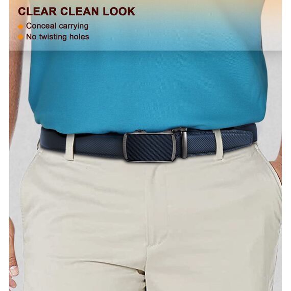 BULLIANT Gürtel Herren, Gürtel Ratsche Ledergürtel Automatikschließe für Herren Anzug Business Kleidung,Breit 35mm,Größe Angepasst(Antique Blue-140cm/42-48" taille verstellbar)