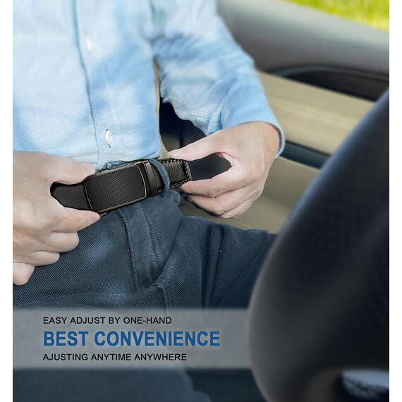 BULLIANT Gürtel Herren, Gürtel Ratsche Ledergürtel Automatikschließe für Herren Anzug Business Kleidung,Breit 35mm,Größe Angepasst(Schwarz-130cm/38-44" taille verstellbar)