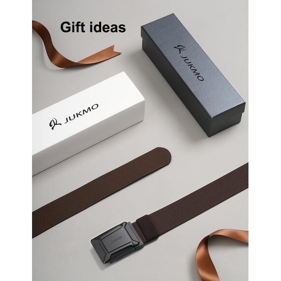 JUKMO Taktischer Stretchgürtel für Männer, Militär Arbeit Rigger Wandern,3,8cm elastische Nylon Web Ratsche Schnellspanner Gürtel in Geschenkbox (Kaffee, Klein)