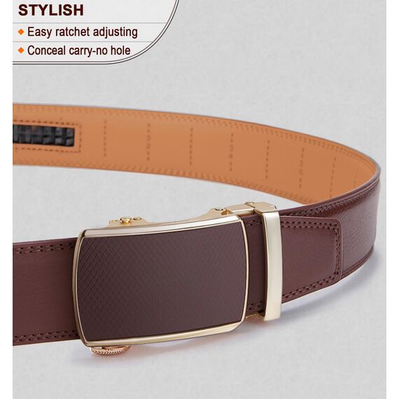 BULLIANT Gürtel Herren, Gürtel Ratsche Ledergürtel Automatikschließe für Herren Anzug Business Kleidung,Breit 35mm,Größe Angepasst(Hellbraun-130cm/38-44" taille verstellbar)