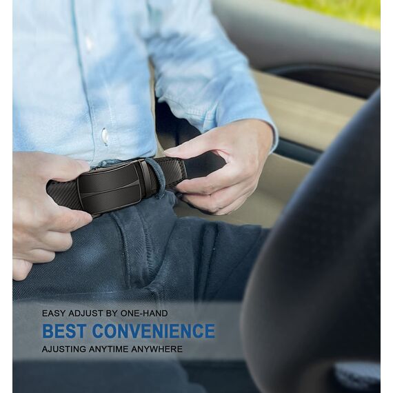 BULLIANT Gürtel Herren, Gürtel Ratsche Ledergürtel Automatikschließe für Herren Anzug Business Kleidung,Breit 35mm,Größe Angepasst(Schwarz-125cm/36-42" taille verstellbar)