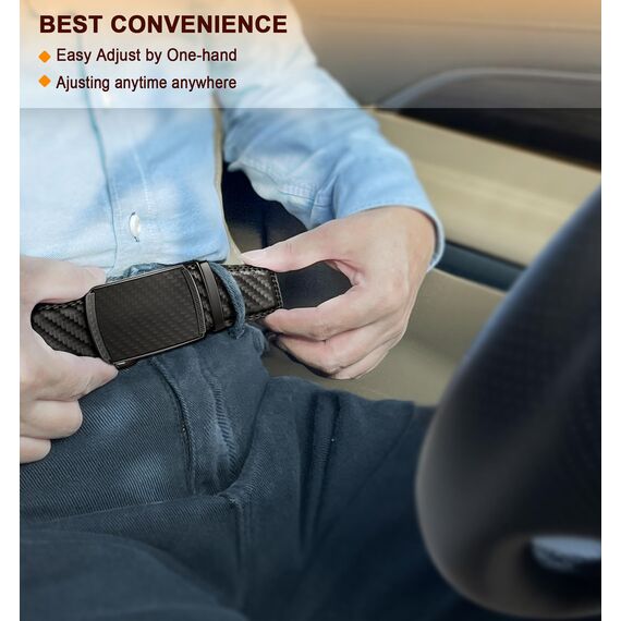 BULLIANT Gürtel Herren, Gürtel Ratsche Ledergürtel Automatikschließe für Herren Anzug Business Kleidung,Breit 35mm,Größe Angepasst(Schwarz-150cm/44-52" taille verstellbar)