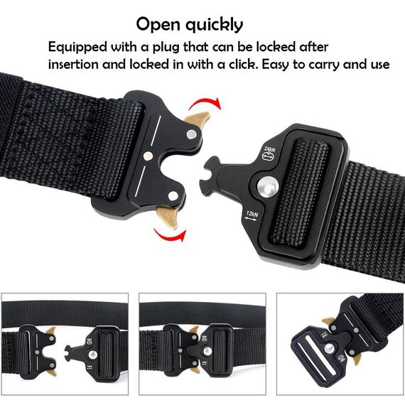 LC-dolida Taktischer Gürtel Herren, Militär Arbeitsgürte, Sicherheitsggurte Beutegürtel mit 2 Taktischen Schlüsselhaken&Metallschnalle, Taktische Gurt Belt für Outdoor Sport Camping Jagen