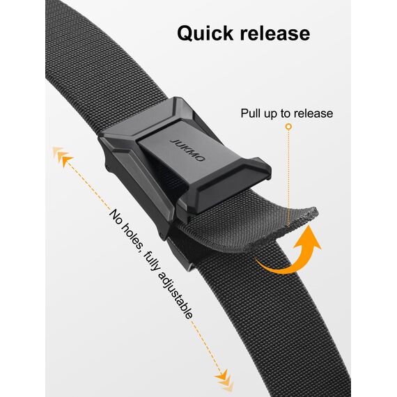 JUKMO Taktischer Stretchgürtel für Männer, Militär Arbeit Rigger Wandern,3,8cm elastische Nylon Web Ratsche Schnellspanner Gürtel in Geschenkbox (Grau, Groß)