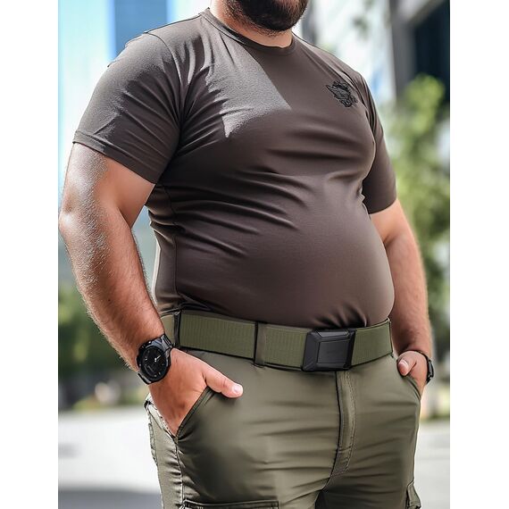 JUKMO Taktischer Stretchgürtel für Männer, Militär Arbeit Rigger Wandern,3,8cm elastische Nylon Web Ratsche Schnellspanner Gürtel in Geschenkbox (Armeegrün, Medium)